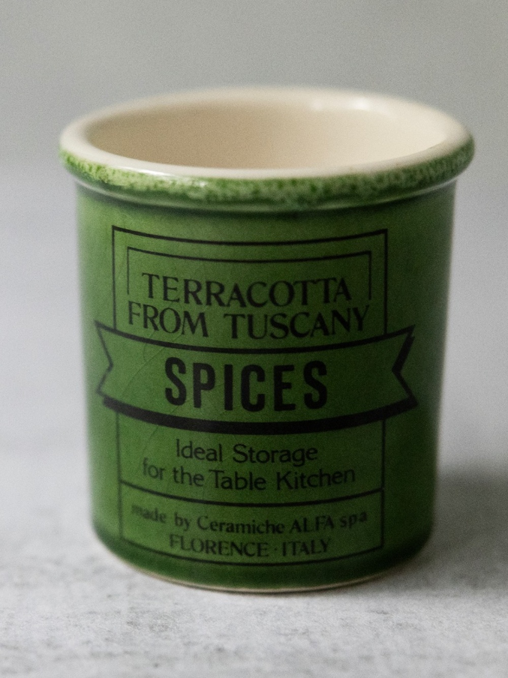 SUR LA TABLE TERRACOTTA FROM TUSCANY SPICES Mini Crock 2.75" Cream Green ITALY